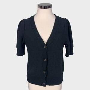 Madewell Small Black V Neck 4 Button Front Shorts Sleeve Cardigan Sweater